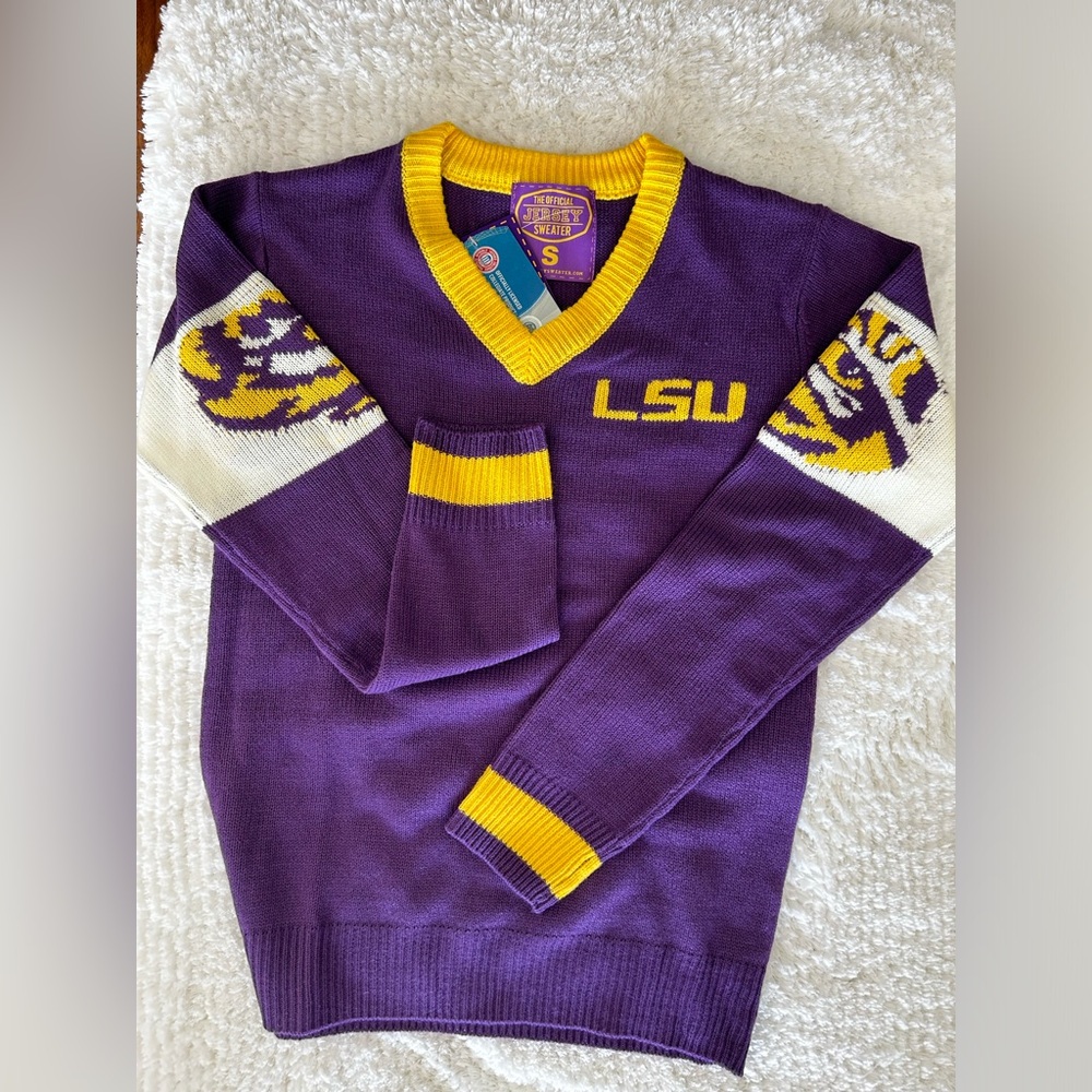 LSU SWEATER. NEVER WORN. NWT. SMALL